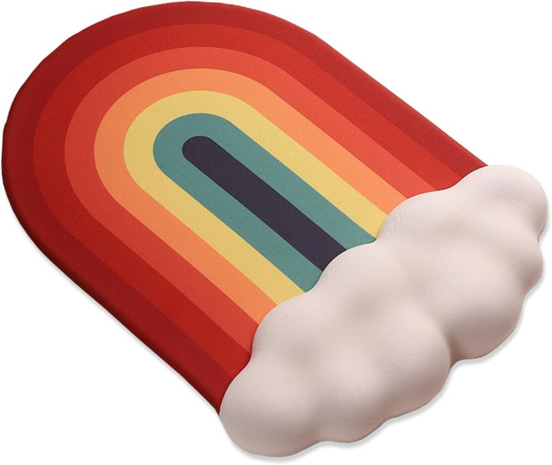 WFCYGL Cute Rainbow Mouse Pad with Wrist Rest for Mouse Pad Gel Cloud Keyboard Wrist Rest PU Base Silicone Ergonomic White Cloud Mouse Wrist Pad Support for Gaming Desk Laptop Home Office - Image 1